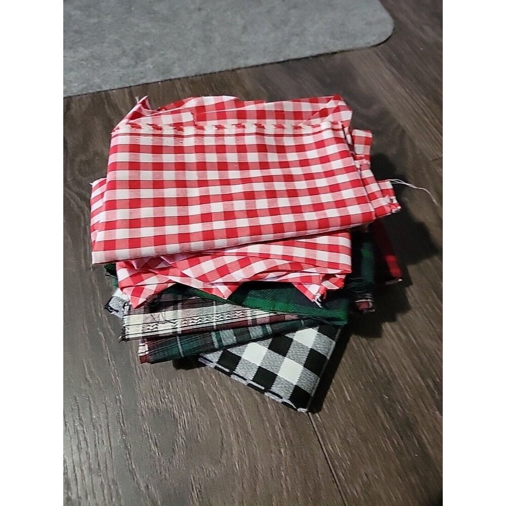 9pc Plaids Checks Fabrics Fat Quarters Remnants Colors Cotton Quilting Craft